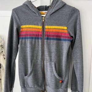 Aviator Nation Kids Charcoal Jacket with Colorful Stripes